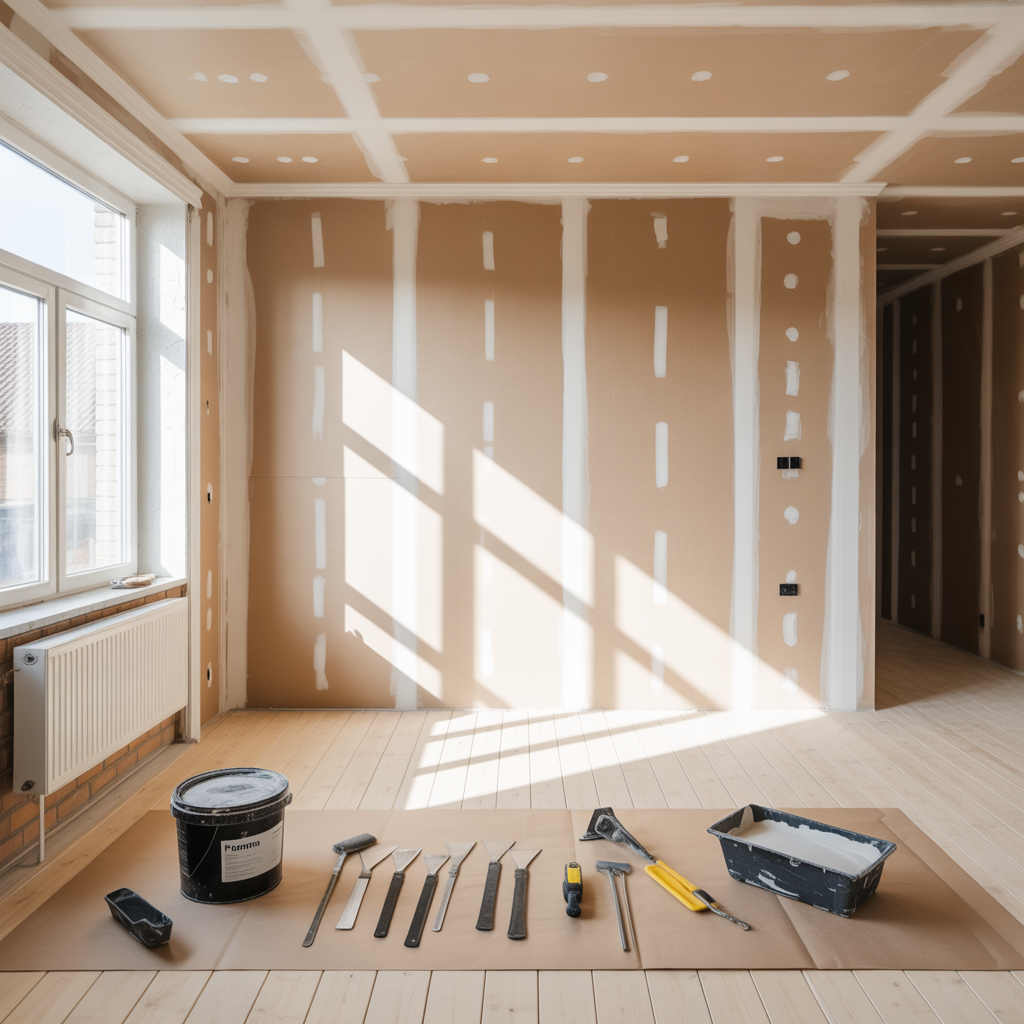 spackla gipsskivor infor malning guide till nivaer och verkt